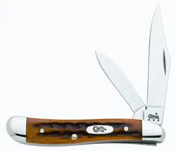 Peanut Pattern Pocket Knife – Worn Harvest Orange Bone Handle 1