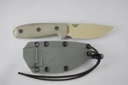 Plain-Tan Tactical Blade With Rounded Pommel And Green Accents 1