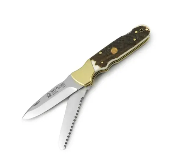 Puma 2+2 Ergon I Folding Knife – Stag Handle With Saw 1