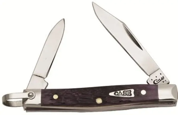 Purple Jigged Bone Arrowhead Shield Pocket Knife 1