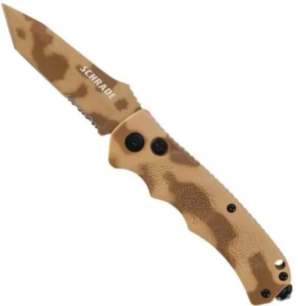 Push-Button Lock Folding Knife With Partially Serrated Edge 1