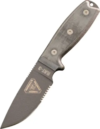 Rat-3 Fixed Blade Knife – 1095 Steel With Serrated Edge And Black Sheath 1