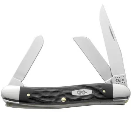 Rough Black Jigged Synthetic Medium Stockman Knife 1