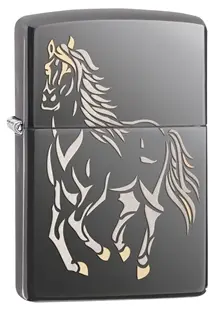 Running Horse Design Black Ice Zippo Lighter 1
