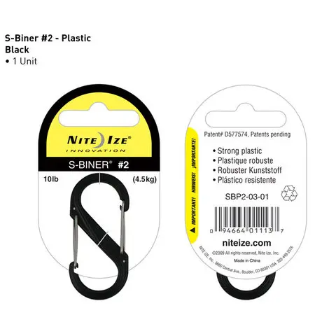 S-Biner Lightweight Plastic Clip #2 – Black 1