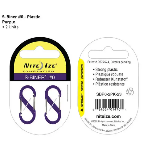 S-Biner Plastic #0 Double-Gate Carabiner – Purple, 2-Pack 1