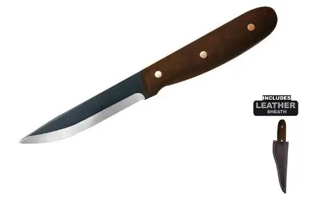 Sapiens Folding Knife With Genuine Leather Sheath 1