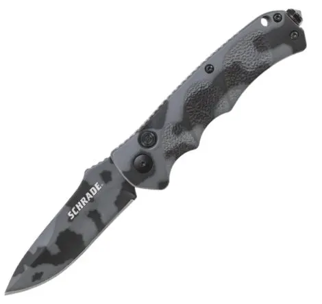 Schrade Push-Button Lock Folding Knife – Drop Point Style 1