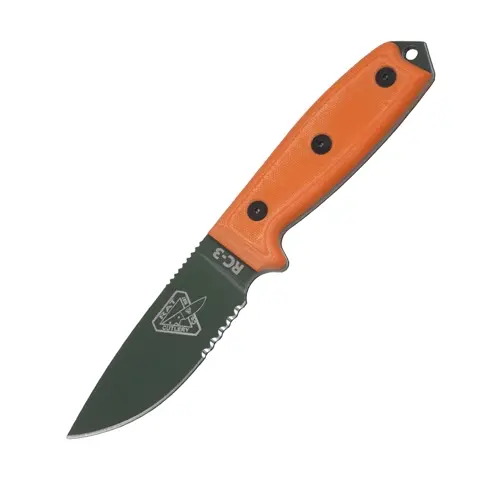 Serrated Green Blade Folding Knife With Orange G10 Handles 1