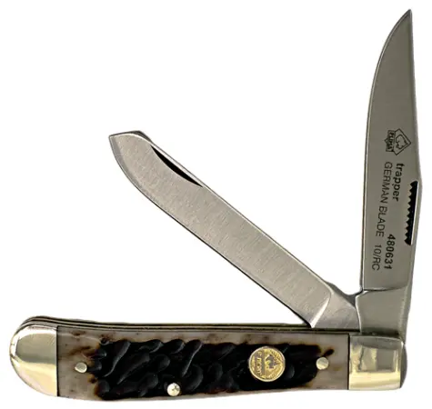Sgb Trapper Folding Knife With Brown Bone Scales 1