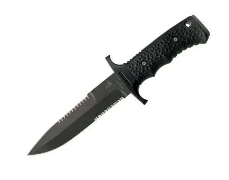 Silver Trident Folding Knife – Dual-Serrated Edge 1