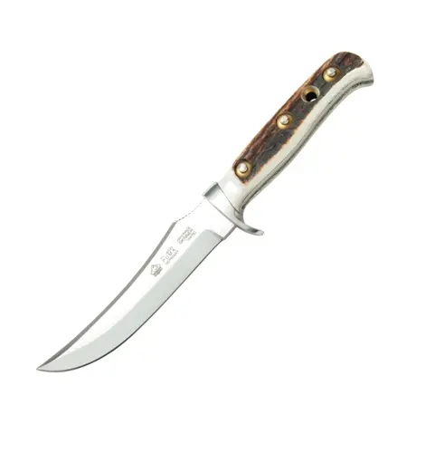 Skinner Hunting Knife With Staghorn Handle And Sheath 1