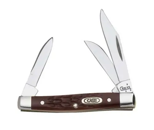 Small Stockman Work Knife – Brown Synthetic Handle, Durable Construction 1