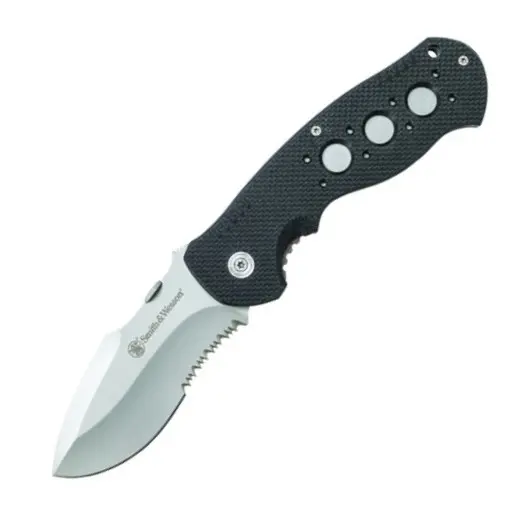Smith & Wesson Liner Lock Folding Knife – Drop Point G-10 Handle 1