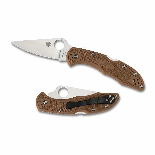 Spyderco Delica Flat-Ground Knife – Brown Frn Handle 1