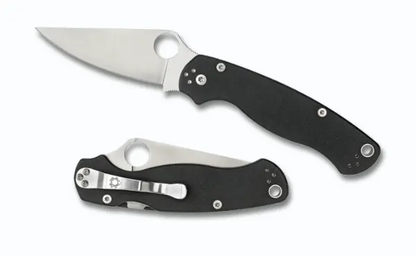 Spyderco Para-Military 2 Folding Knife – Black G10 Handle, Plain Edge 1