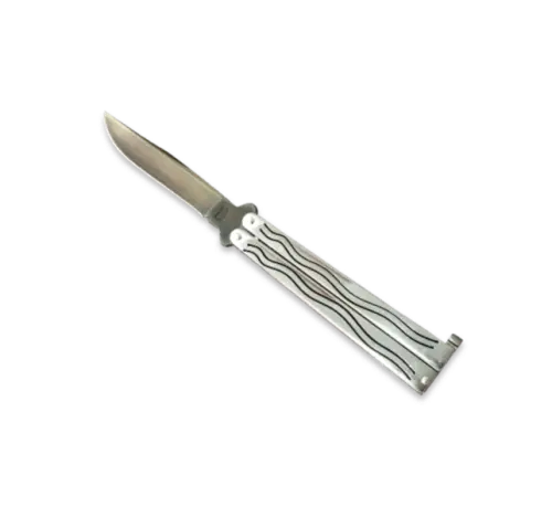 Stainless Steel Handle Butterfly Knife With Black Blade 1