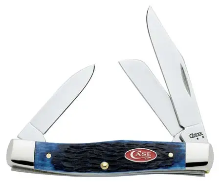 Stockman Pocket Knife – Medium Navy Blue Bone Handle 1