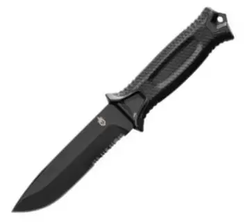 Strongarm Black Fixed-Blade Knife With Serrated Edge 1