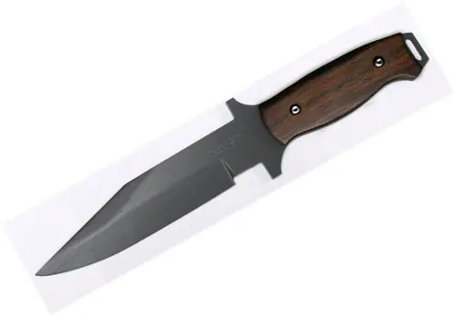 Tactical Fixed-Blade Knife With Matte Black Finish And Cocobolo Wood Handle 1