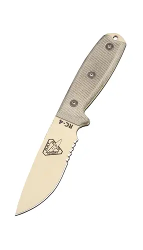 Tactical Folding Knife – Tan Serrated Blade, Green Micarta Handle 1