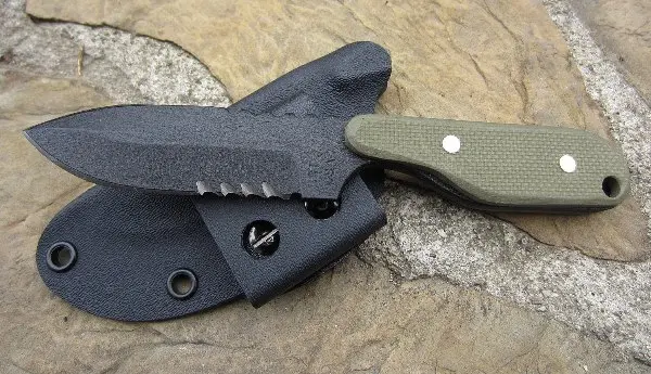 Talon B Folding Knife – Serrated Green G10 Handle With Textured Grip 1