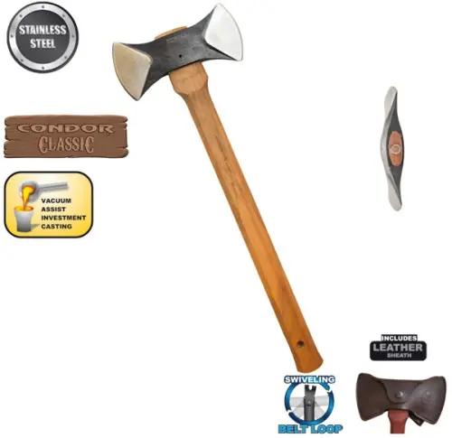 Thunder Bay Double-Bit Cruiser Axe – Forged Steel Head, Hickory Handle 1