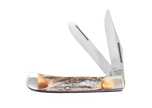 Two-Blade Traditional Trapper Knife With Authentic Indian Stag Horn Handles 1