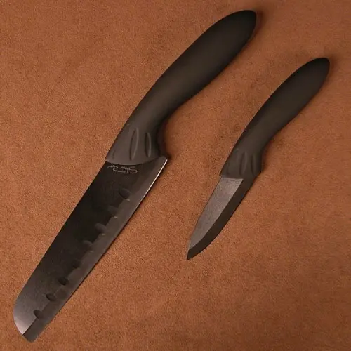 Two-Piece Black Ceramic Knife Set – Santoku & Paring Knives 1