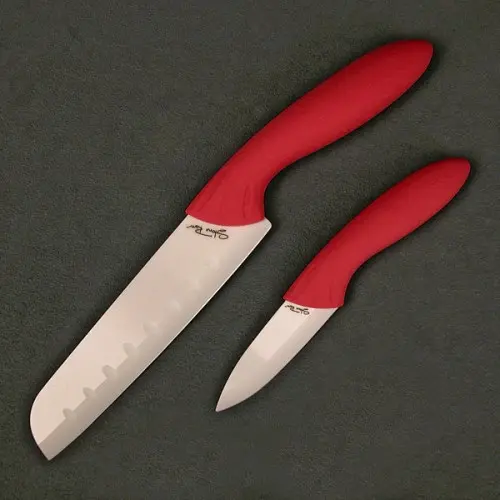 Two-Piece Red-Handle Santoku And Paring Knife Set 1