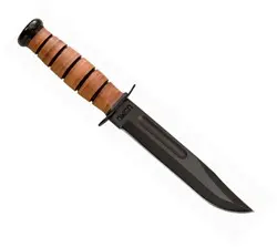 Usmc-Branded Fighting Utility Knife With Leather Grip 1