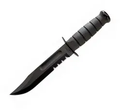 Usmc-Style Utility Knife With Serrated Edge And Leather Handle 1
