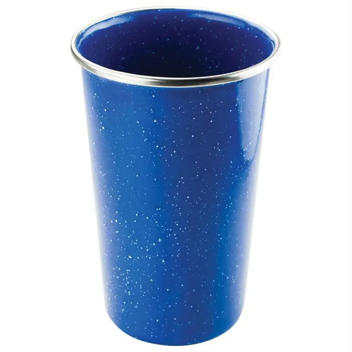 Vintage-Style Enamel-Coated Pint Glass – Navy Blue 1