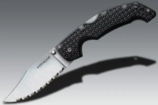Voyager Large Clip Point Knife With Serrated Edge 1