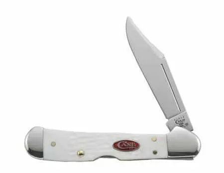 White Jigged Synthetic Mini Copperlock Knife 1