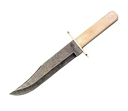 White Smooth Bone Bowie Knife With Damascus Steel Blade 1