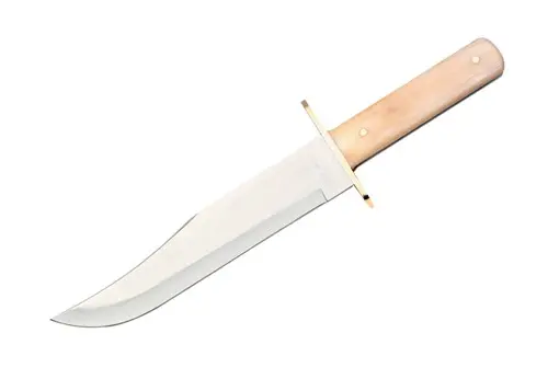 White Smooth Bone Bowie Knife With Genuine Leather Sheath 1