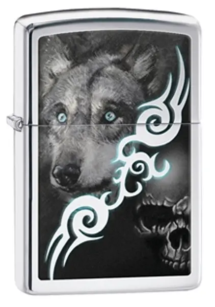 Wolf & Skull Engraved Knife – Artistic Wilderness Theme 1