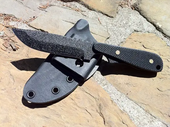 Wolf Tactical Folder – Black Plain Edge, Textured G-10 Handle 1