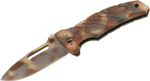 Xm-1D Folding Knife With Desert Camo Handle And Razor-Sharp Edge 1