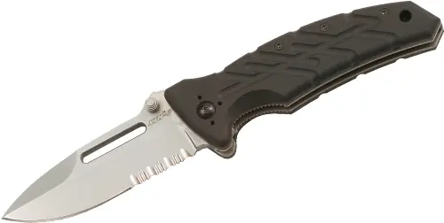 Xm-1S Folding Knife With Black Handle And Serrated Edge 1